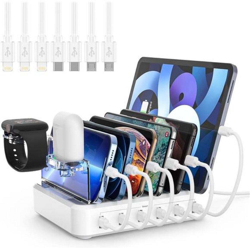 Charging Station for Multiple Devices,60W 6 Port Charger Station